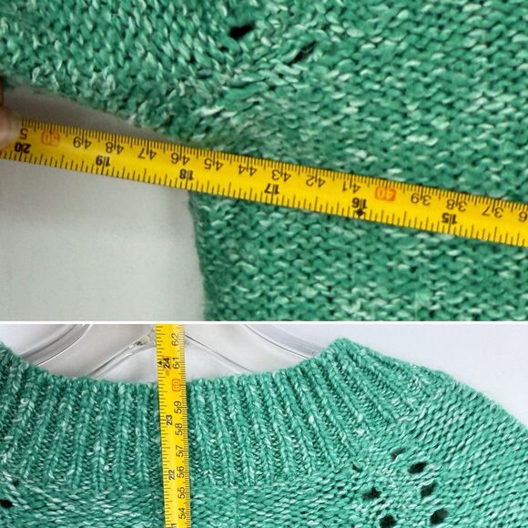 St Johns Bay Womens Green V Neck Long Sleeves Pullover Knit Sweater Size PM - Picture 9 of 16